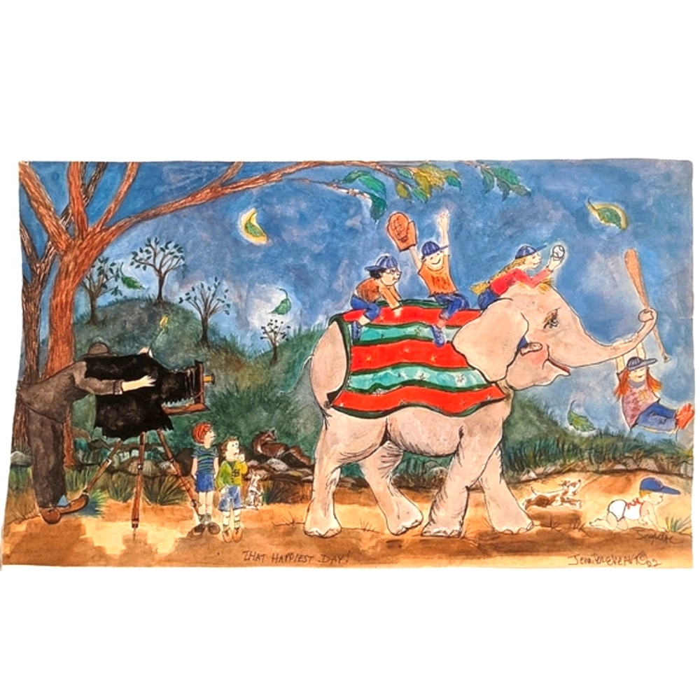Original Signed Illustration/Watercolor "That happiest day" one of a kind